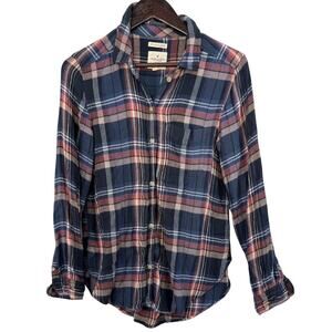 AE Soft Boyfriend Plaid Flannel Shirt S